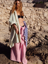 Drap de plage Naram pure white & grass- BONGUSTA - THE NICE FLEET