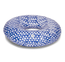 Bouée XL 120cm bleue aux motifs géométriques aquarellés  - TULUM - THE NICE FLEET
